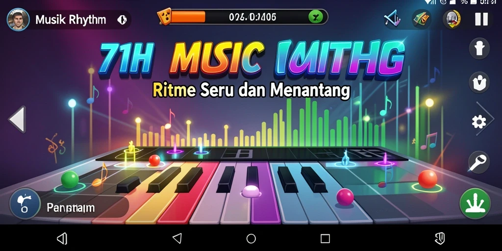 Tampilan antarmuka permainan Musik Rhythm 71H yang menarik dan interaktif.