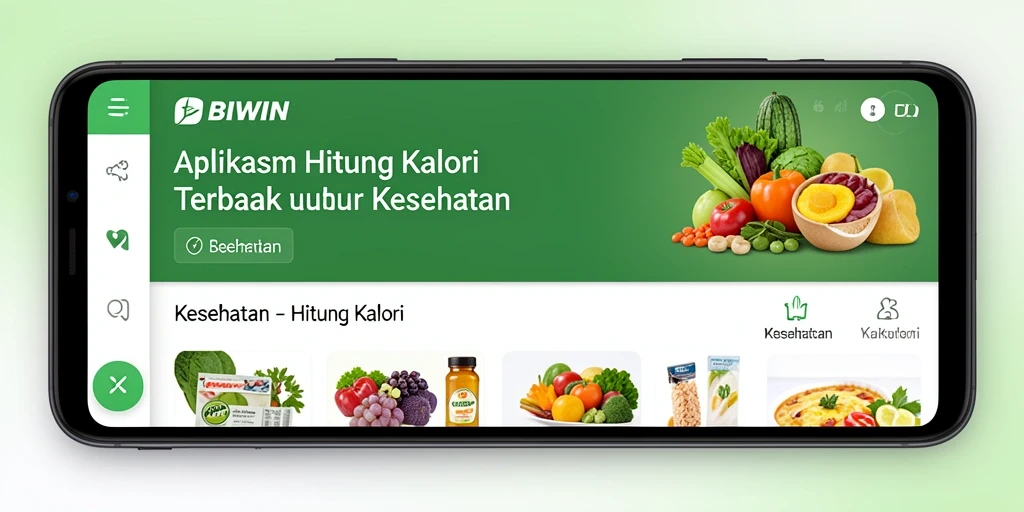 Tampilan antarmuka aplikasi BIWIN yang menampilkan fitur Hitung Kalori.