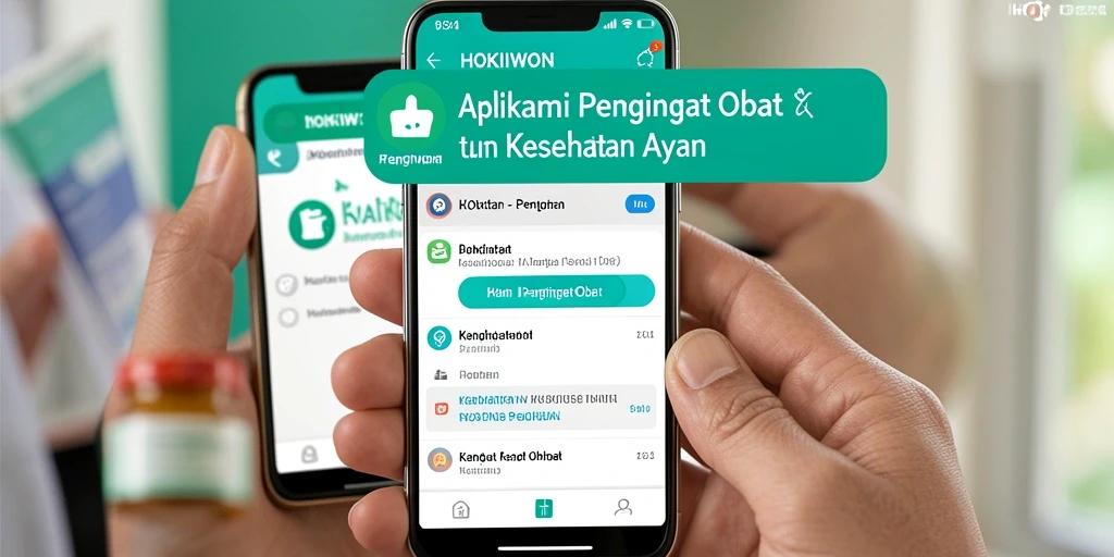 Tampilan antarmuka HOKIWON dengan fitur pengingat obat yang intuitif.
