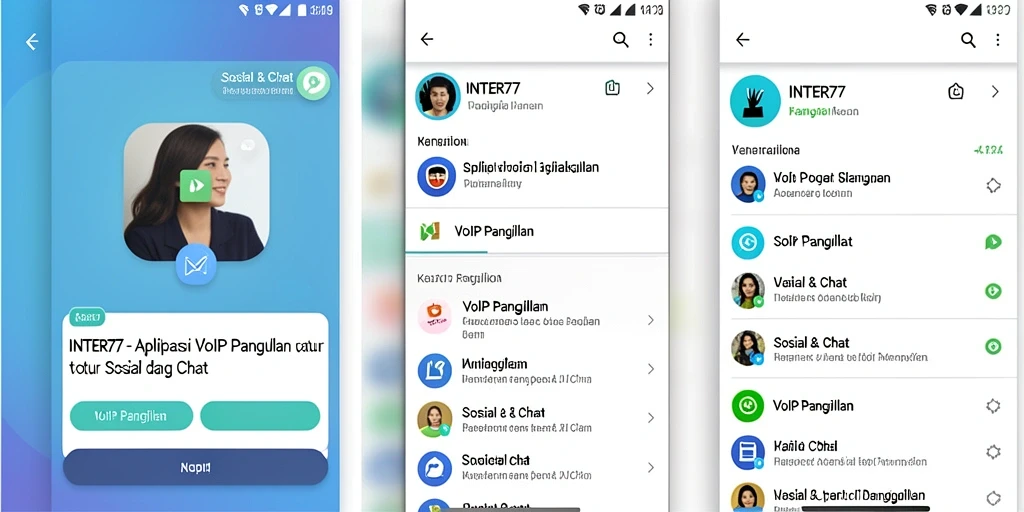 Antarmuka aplikasi INTER77 untuk VoIP Panggilan yang sederhana dan fungsional.