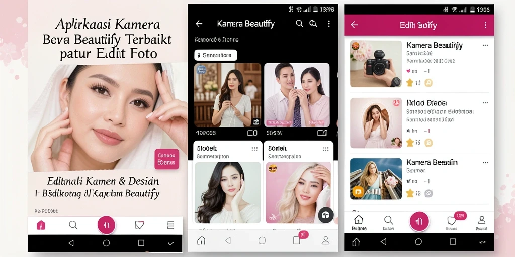 Antarmuka aplikasi MPO08 dengan berbagai fitur Kamera Beautify.