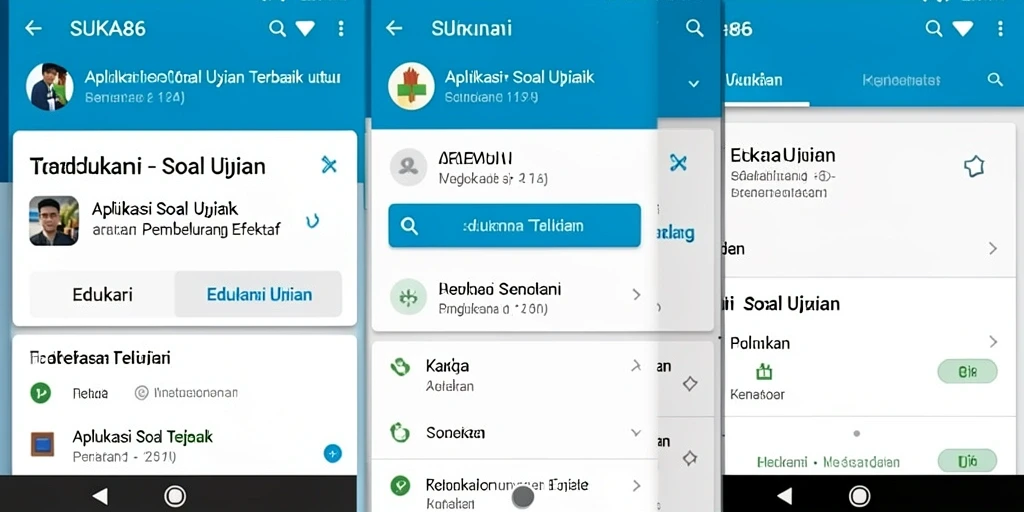 Tampilan antarmuka aplikasi Soal Ujian SUKA86 yang menarik.