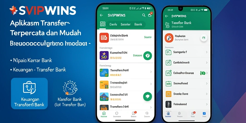 Antarmuka pengguna SVIPWINS untuk fitur Transfer Bank yang mudah digunakan.