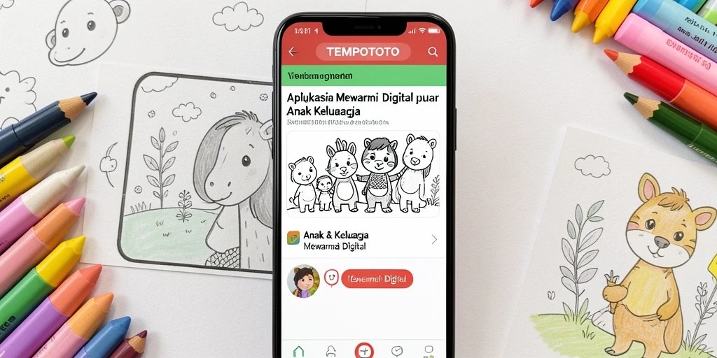 Tampilan antarmuka TEMPOTOTO dengan berbagai pilihan warna dan gambar.
