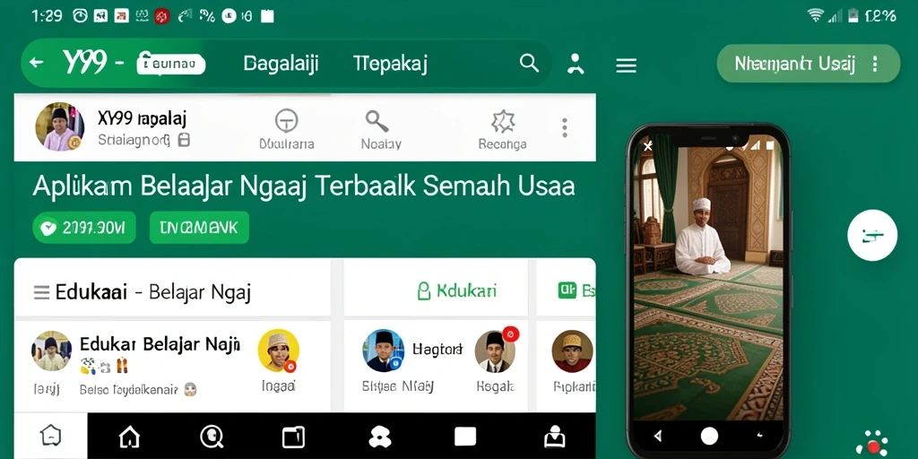 Antarmuka aplikasi Y89 yang intuitif untuk Belajar Ngaji.